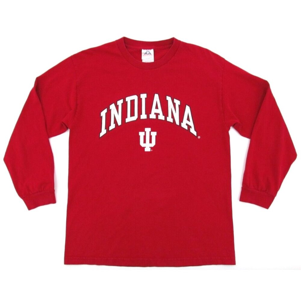 Vintage 90s Indiana Hoosiers Graphic Tee Men Large Red Long Sleeve Shirt USA